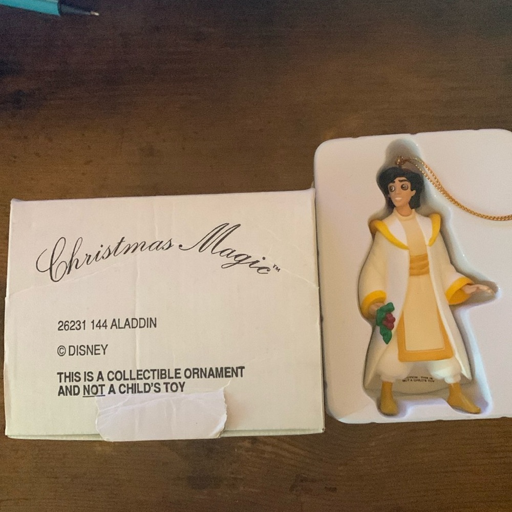 Disney Christmas Magic by Grolier “Aladdin” ornament. EUC in original box.